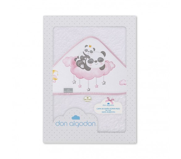 Capa de baño rosa oso panda Don Algodón