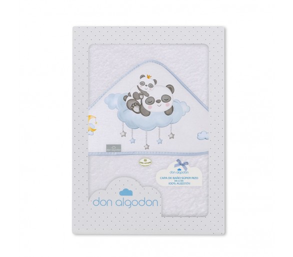 Capa de baño  celeste oso panda Don Algodón